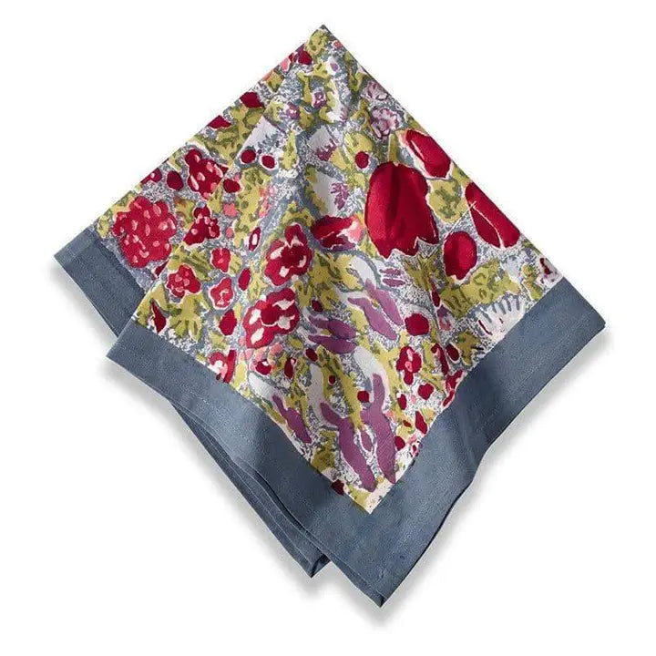 S/4 Jardin Red & Grey Napkins