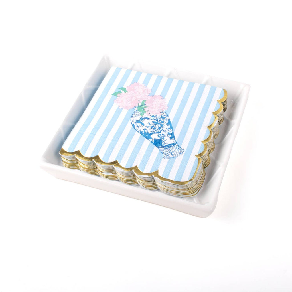 White Cocktail Napkin Tray