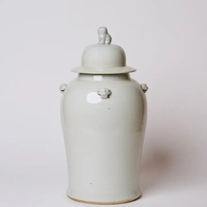 Rustic Creamy White Porcelain Temple Jar