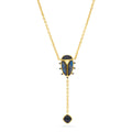 Scarab Lariat Necklace Labradorite Black Agate