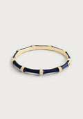 Bamboo Enameled Hinged Bangle (Blue)
