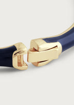 Bamboo Enameled Hinged Bangle (Blue)