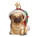 Holly Hat Pug Christmas Ornament