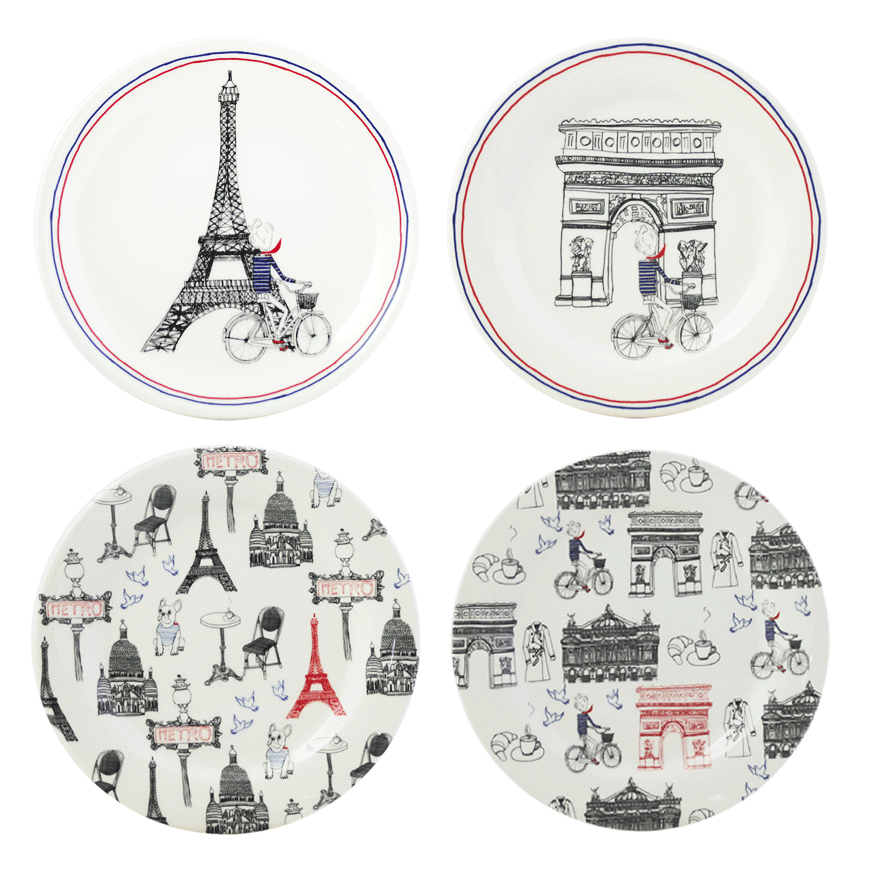 Canape Plates Assorted – Ca C'est Paris (Set of 4)