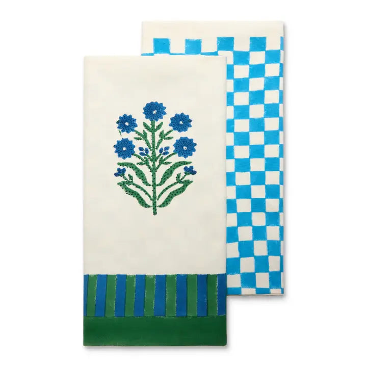 S/2 Monkey Blue & Green Towels