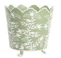 Large Green & White Scalloped Footed Planter