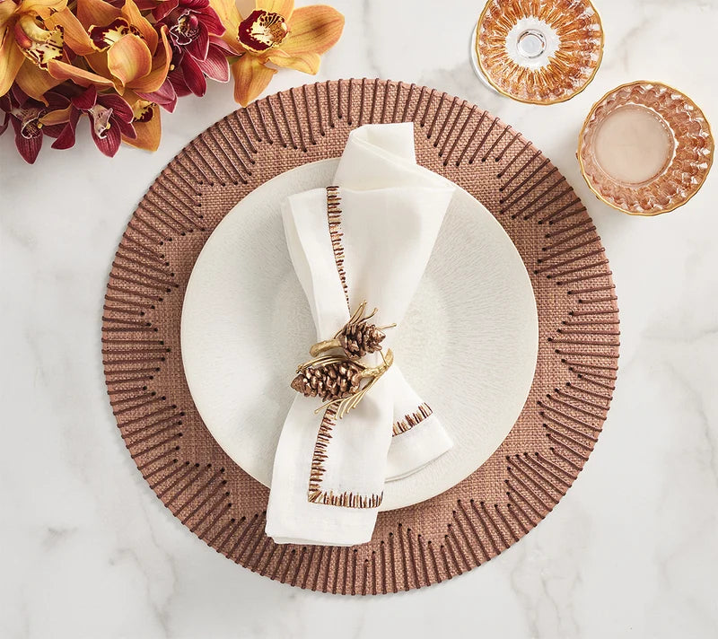 Gilded Pine Napkin Ring - Brown/Gold (S/4)