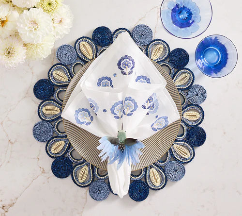 Carnation Napkin in White/Blue