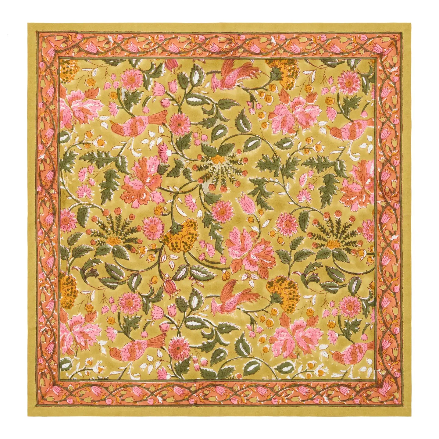 S/4 Pink & Mustard Dinner Napkins