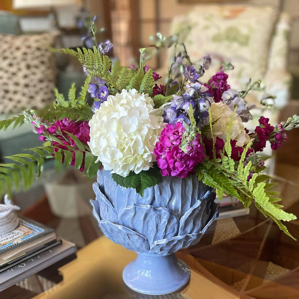 Footed Cachepot Blue Foliage Collection