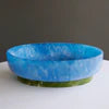 RESIN Rio Large Oval Bowl with Base (Green and Blue)