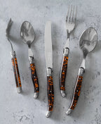 Connoisseur 20-Piece Flatware Set – Tortoise Handle, 18/10 Stainless Steel