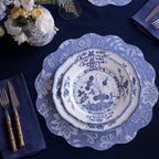 VIDA Faenza 11" Dinner Plates (Set of 4, White & Blue)