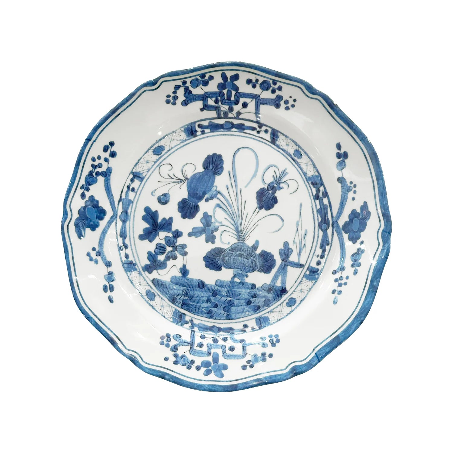 VIDA Faenza 9" Salad Plates (Set of 4, White & Blue)