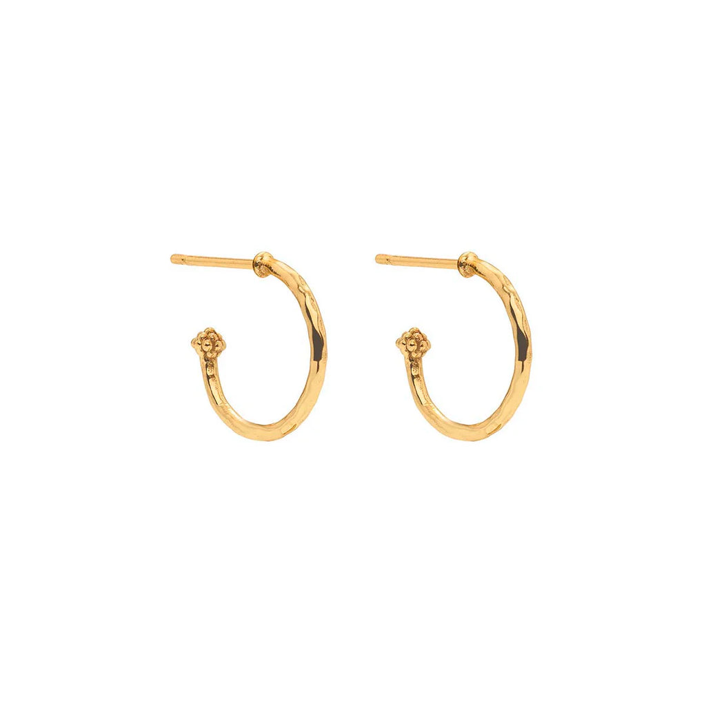 Love Hoop Earrings with Heart Charm Gold