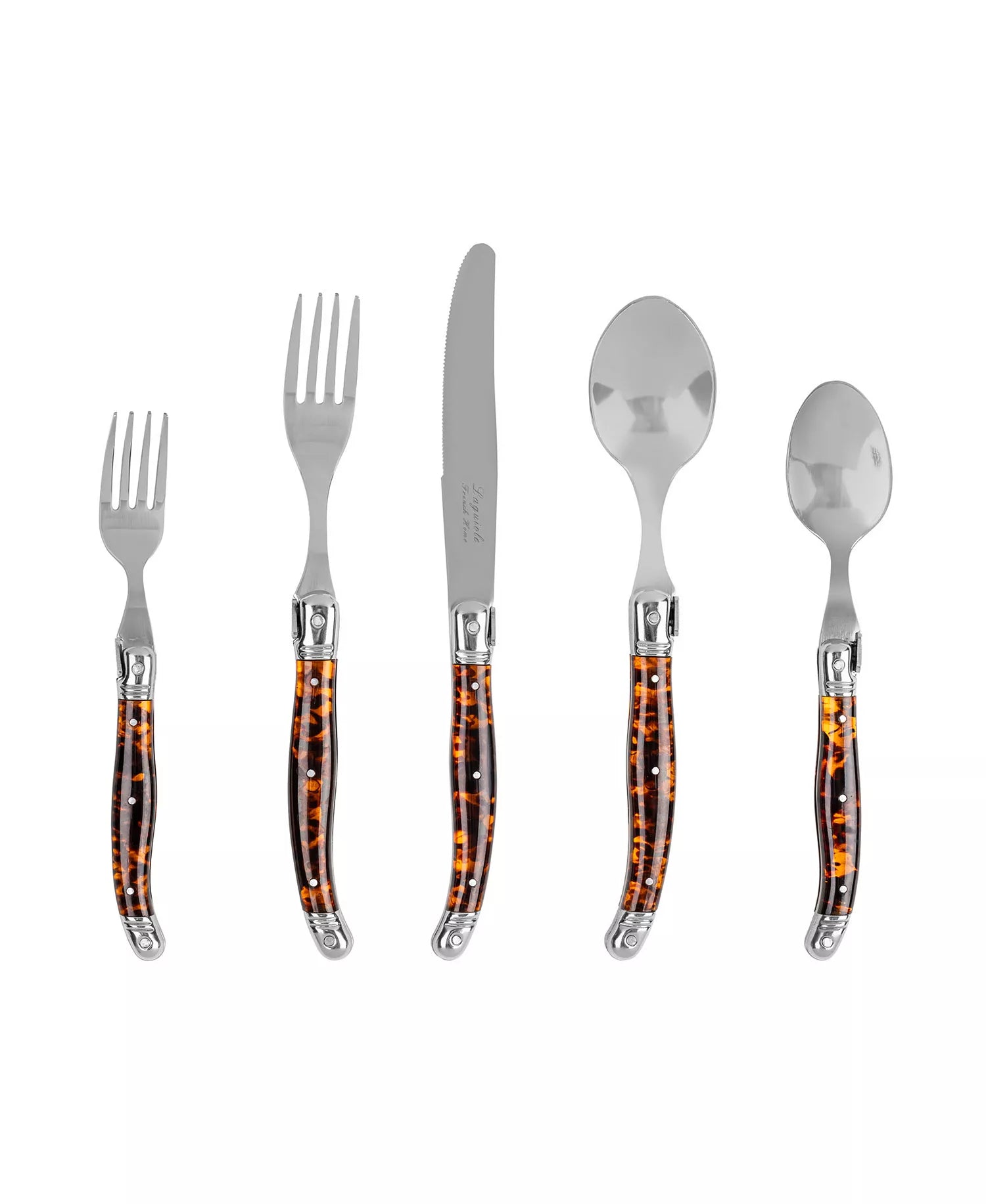Connoisseur 20-Piece Flatware Set – Tortoise Handle, 18/10 Stainless Steel