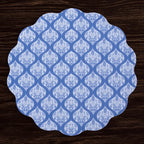 VIDA Flowers & Pattern Reversible Round Placemats (Set of 4, Blue & White)