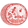 VIDA Faenza and Leopard Reversible Round Placemats Set of 4 White & Red
