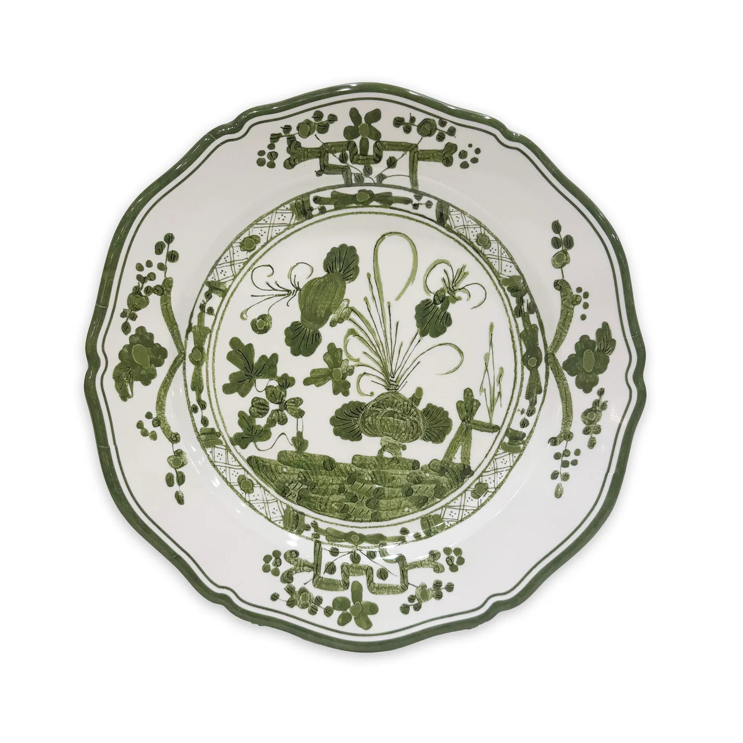 VIDA Faenza 9" Salad Plates (Set of 4, White & Green)