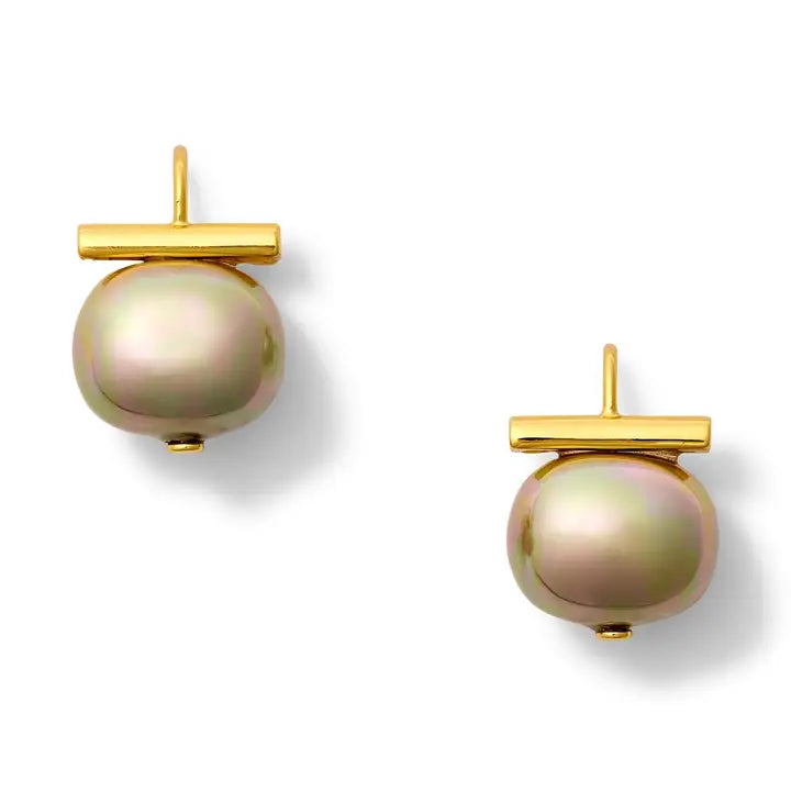 Pebble Pearl Earrings Biscuit