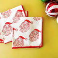 Vintage Santa Cloth Cocktail Napkins Set 4