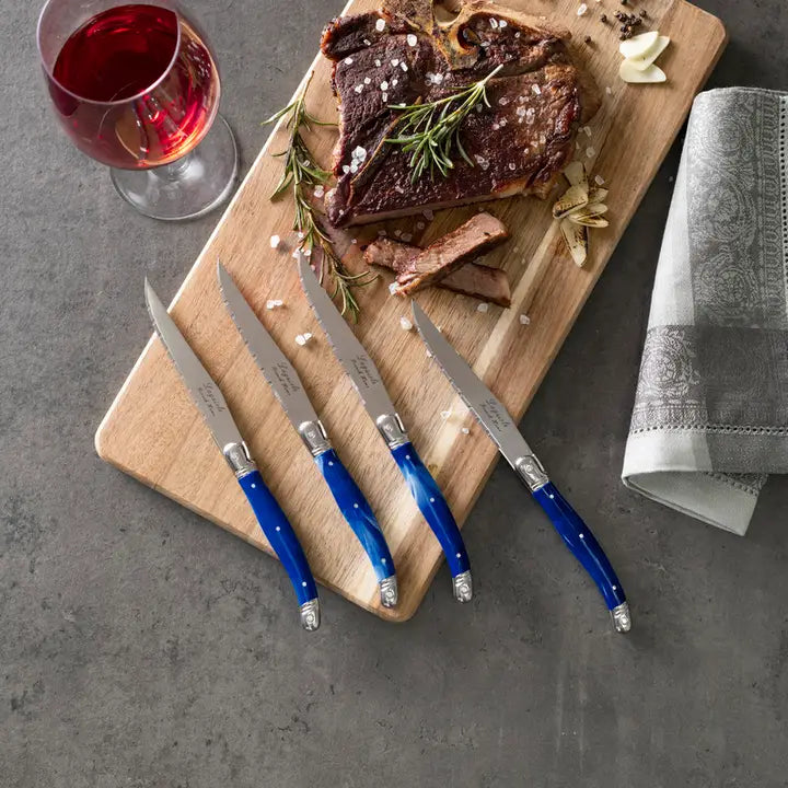 Steak Knives  Set of 4 in Blue Marble