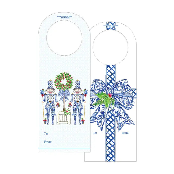 Blue Bow Wine Tag