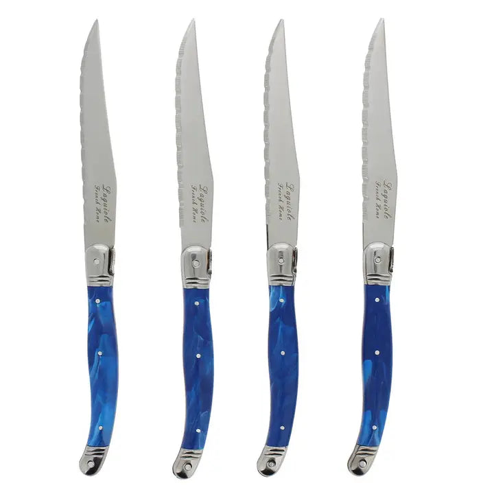 Steak Knives  Set of 4 in Blue Marble