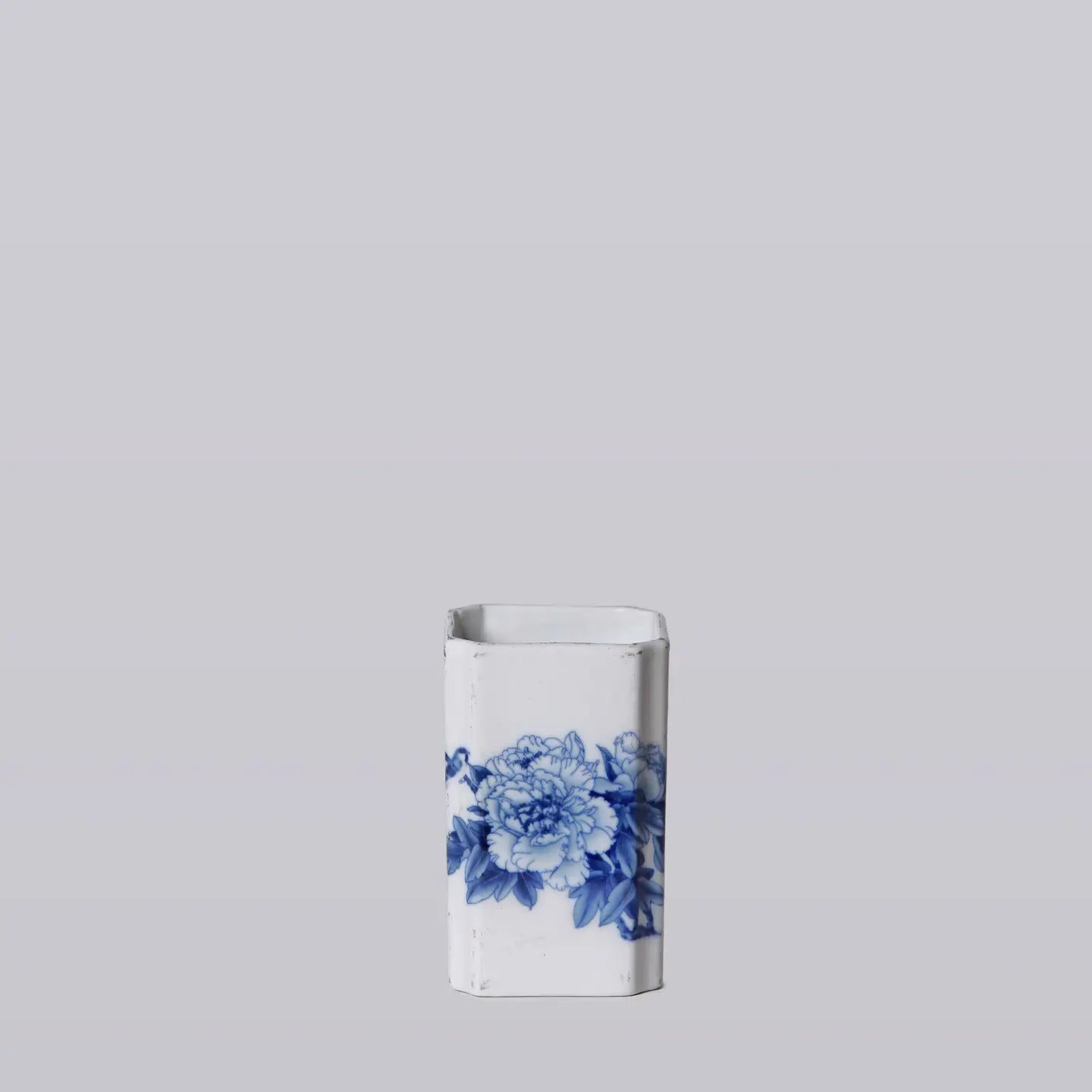 Blue & White Square Peony Vase