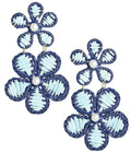 Marigold - Two Tone - Raffia Earring Navy & Carolina Blue