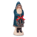12" Blue Velvet Santa with Wreath