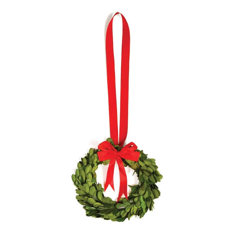 Boxwood Wreath Red Ribbon Sm