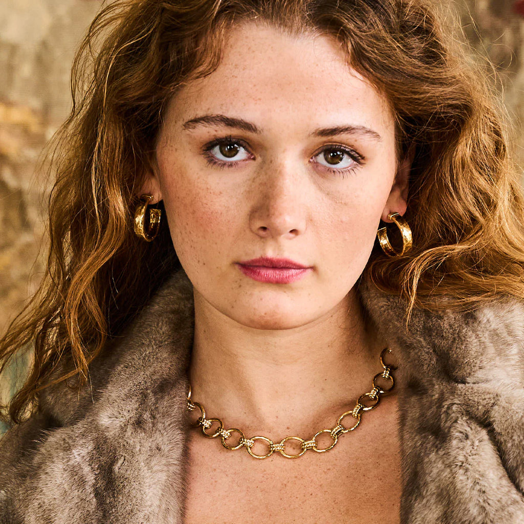 Cleopatra Classic Medium Hoop Earrings Gold