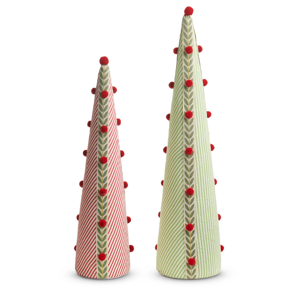 23" Candy Cane Stripe Seersucker Cone Trees