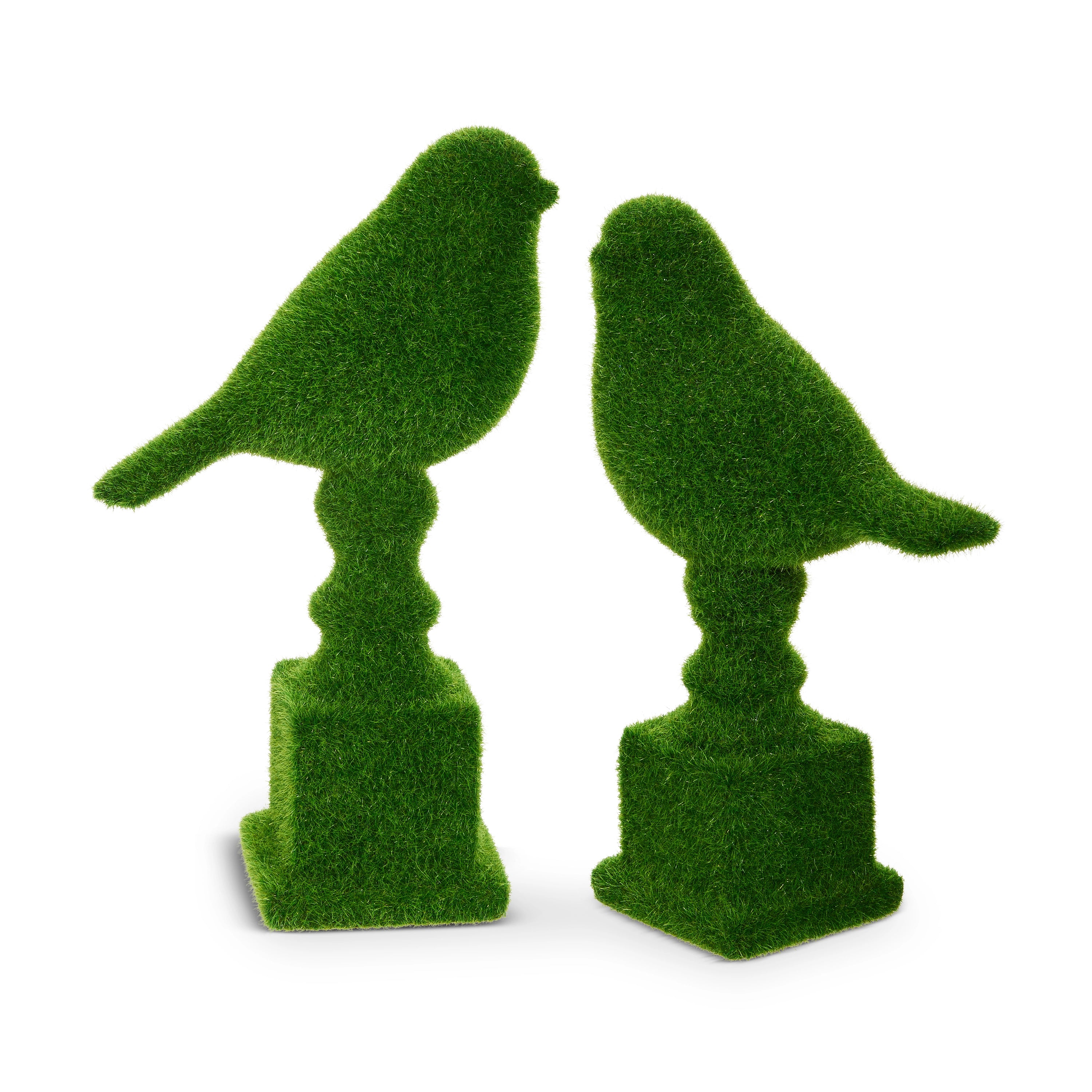 9.75 in Moss Birds on Pedestal (Set of 3)
