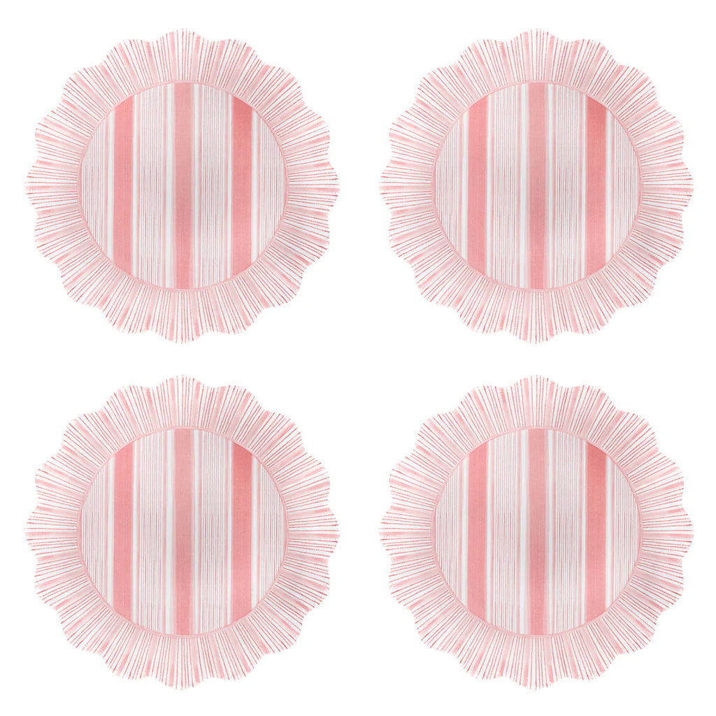 Cabana Stripe Melamine Dessert Plates Set of 4 – Coral