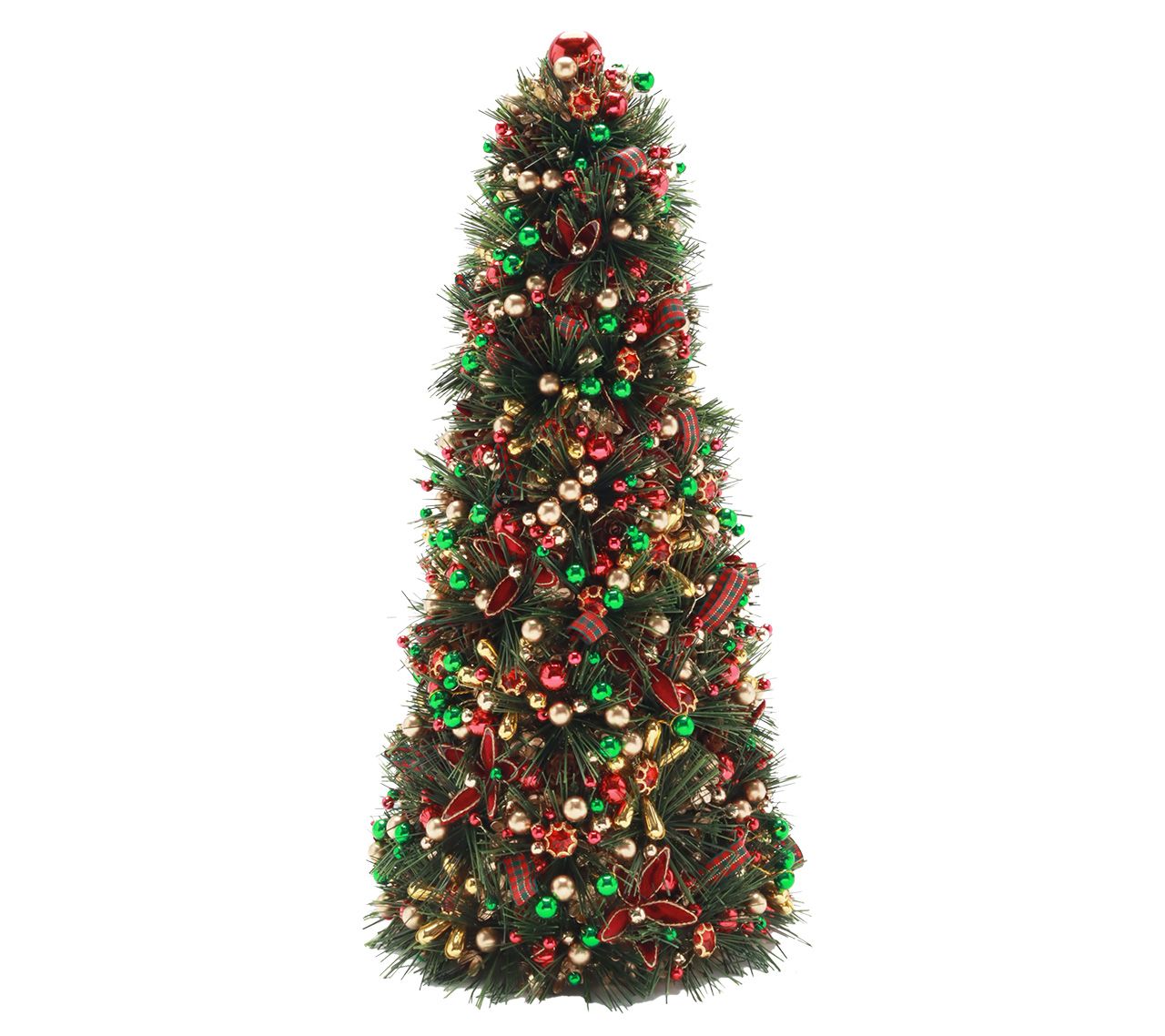 Tinsel Christmas Tree 17" - Green/Red