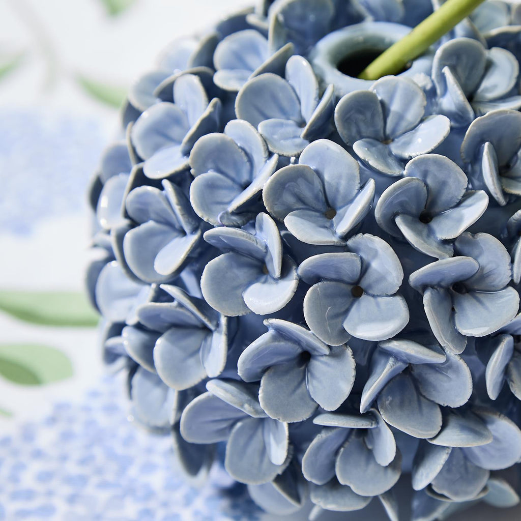 Blue Hydrangea Flower Bud Vase / Taper Candleholder