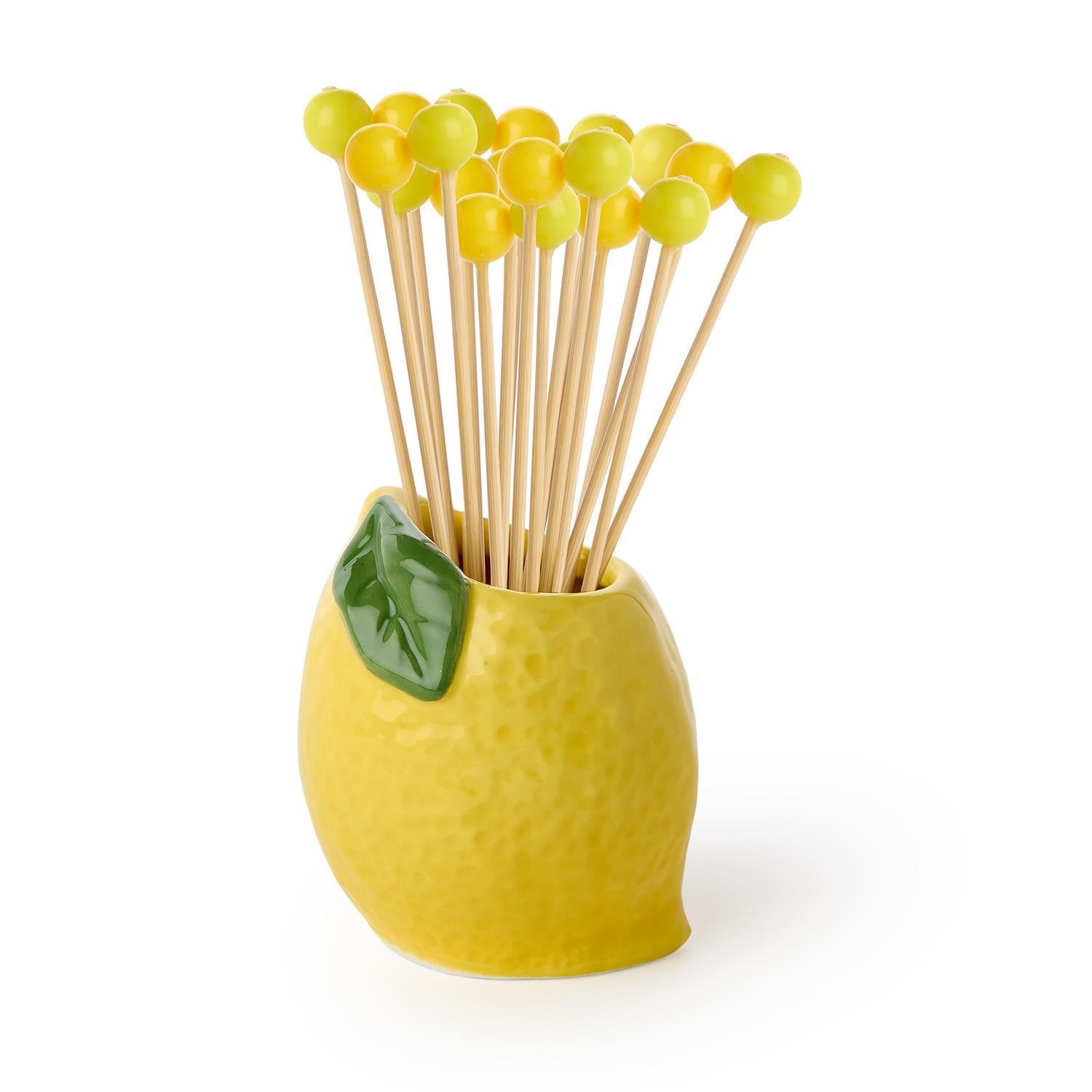 Lemon Yellow Bead Cocktail Picks