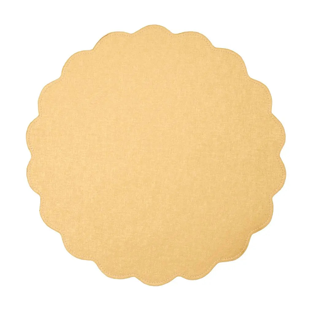 Victoria Round Scallop Placemat 16" – Brown – Set of 4