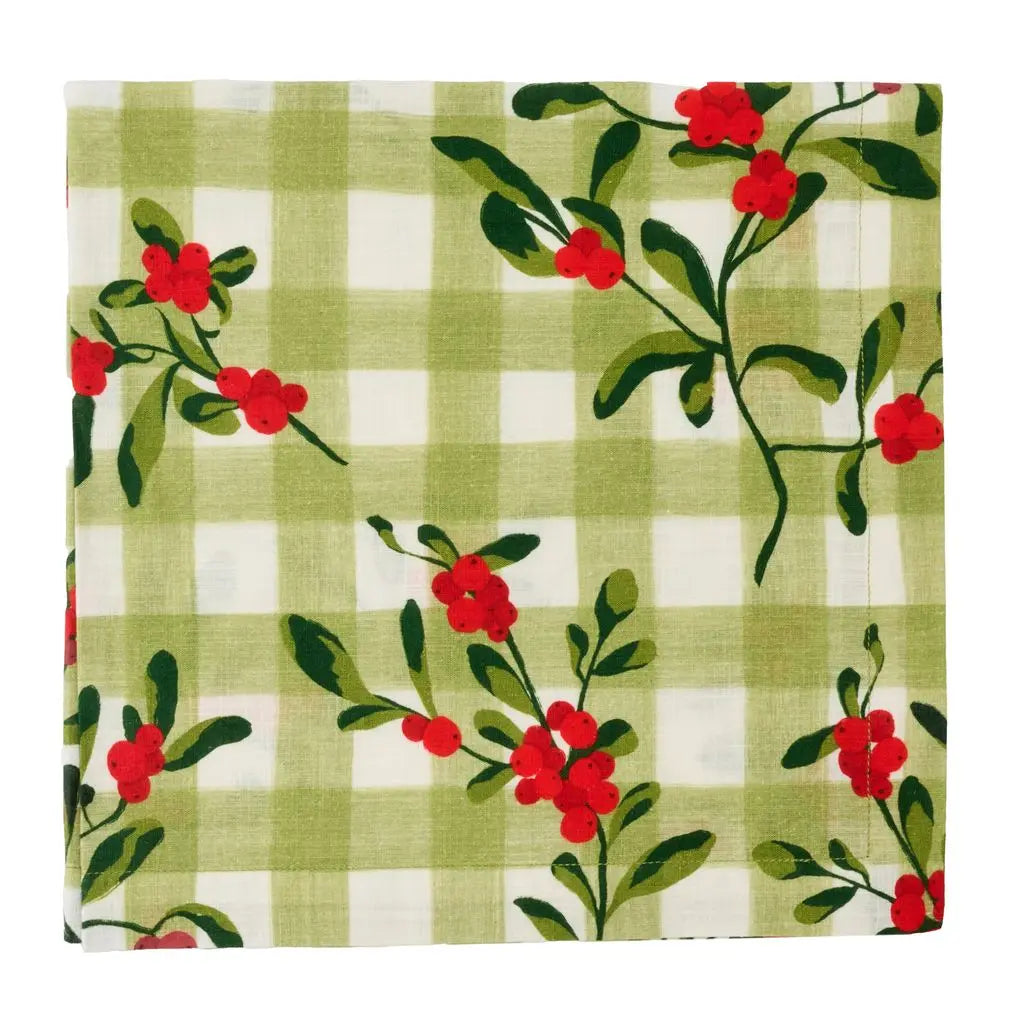 Winter Berry Check Printed Napkin – Set of 4
