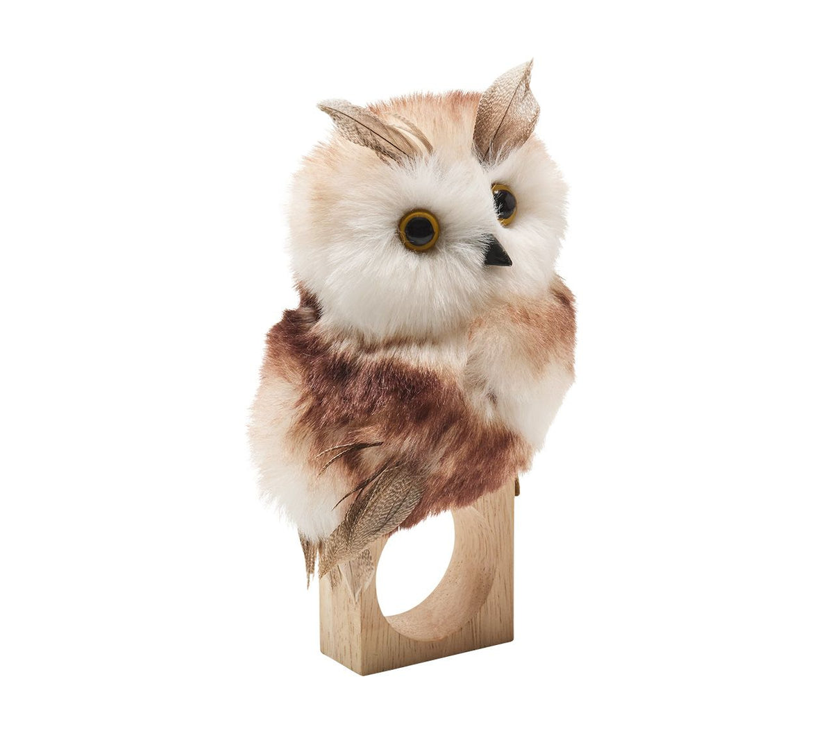 Owl Napkin Ring - White/Brown (S/4)