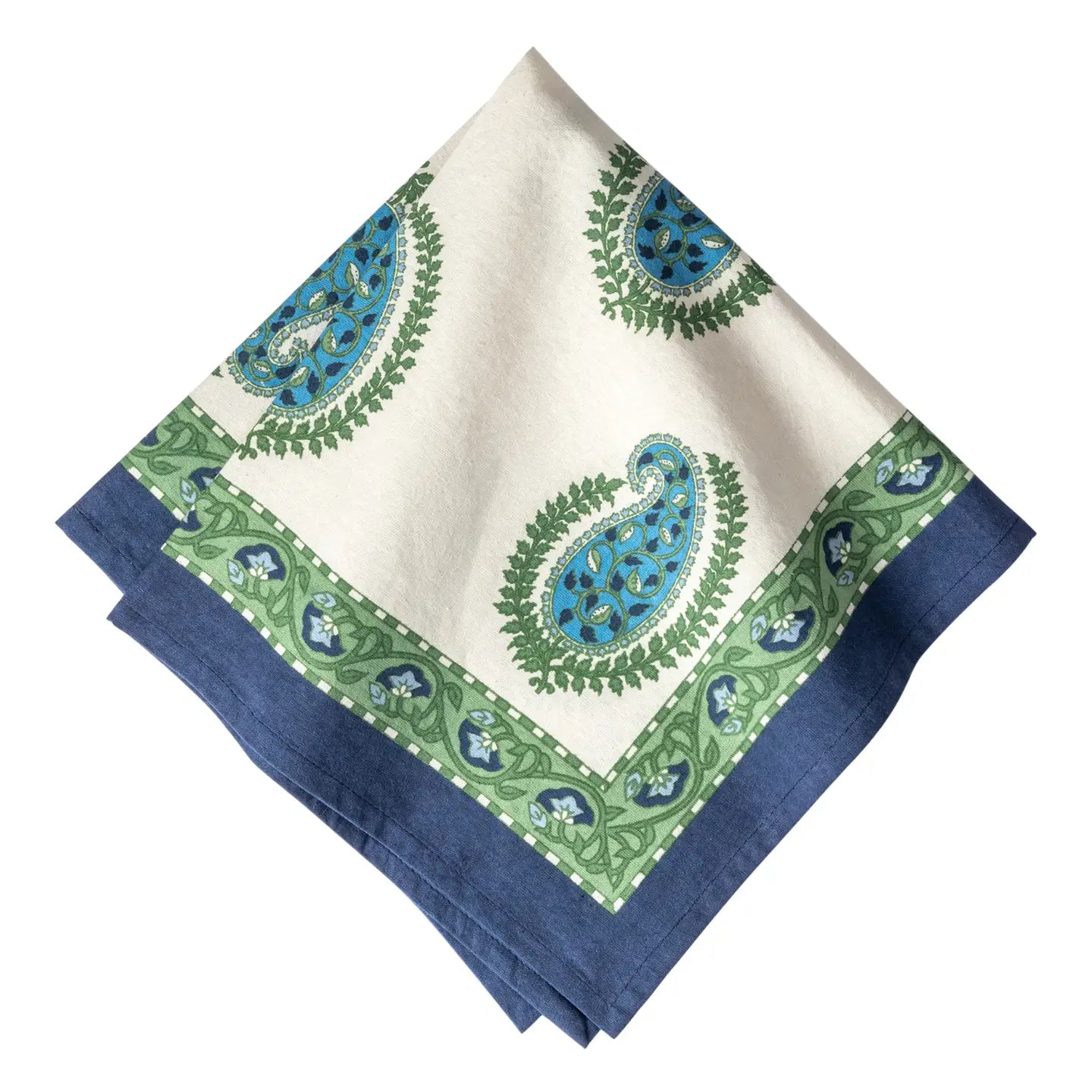 S/4 Paisley Blue & Green Napkins