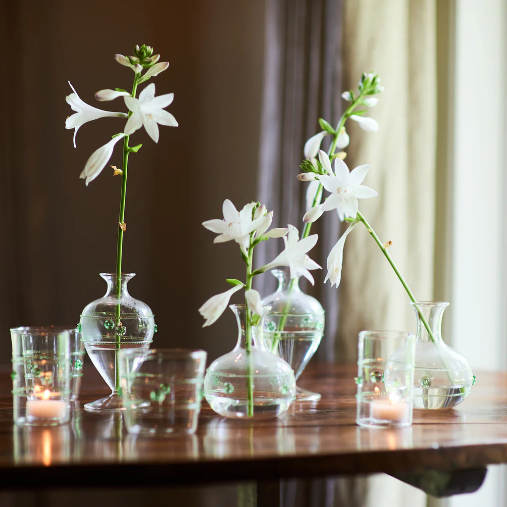 Bud Vase Clear with Green Rope