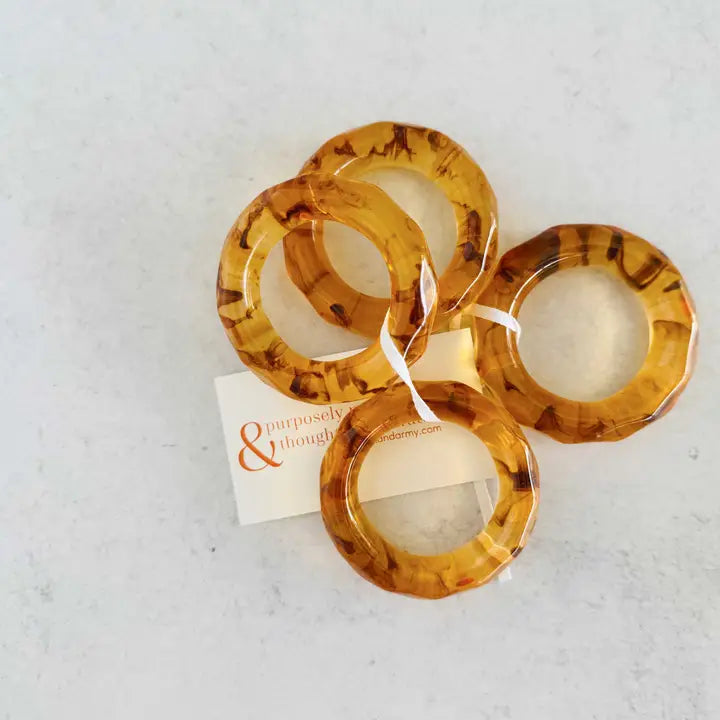 S/4 Acrylic Napkin Rings Honey