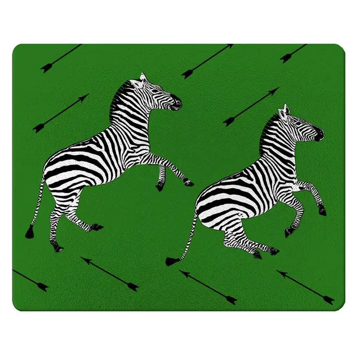Green Zebra Trot Tempered Glass Cutting Board