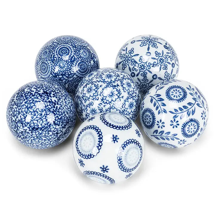 S/6 Blue & White Decorative Balls