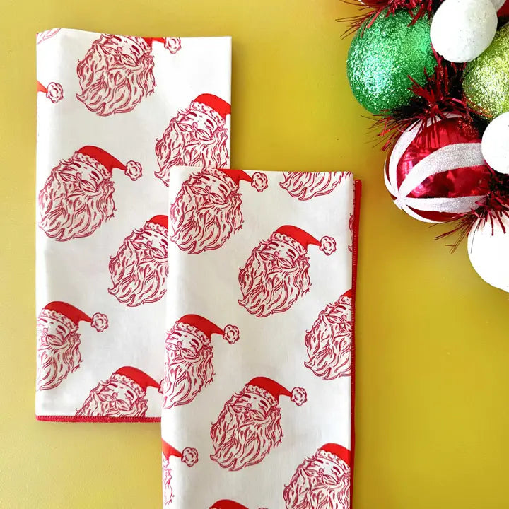 Vintage Santa Dinner Napkins Set 4