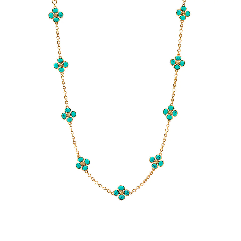 Berry Clover Double Sided Necklace Turquoise