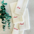 Holiday Words White Dinner Napkins Set 4